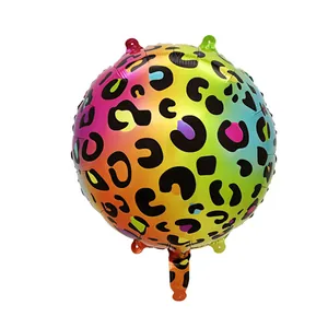 Rainbow Leopard Print Round Foil Balloon For Birthday Party Celebration Decoration Metallic Luster Inflatable Party Prop