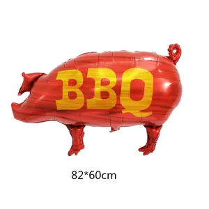 Riesiger BBQ Folienballon in Schweineform 82x60cm für Sommer Camping Party Dekoration