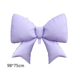 Large light purple bow knot aluminum foil balloon 98x75cm for girls birthday party decor