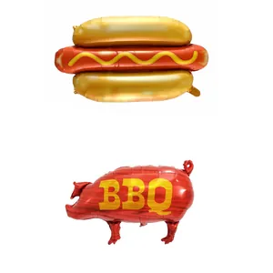 Sommer Outdoor Grillparty Ballon Schwein Hotdog Geformte Aluminiumfolie Ballon Für Camping Geburtstag Party Dekoration
