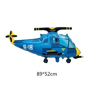 Globo de helicóptero azul de papel de aluminio para cumpleaños, medida 89x52cm