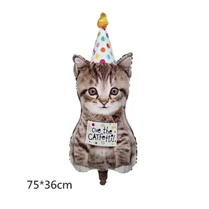 Globo de gato de papel de aluminio para fiesta de cumpleaños, 75x36 cm