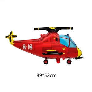 Globo de helicóptero rojo 89x52cm para decoración de fiesta de cumpleaños infantil
