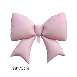 Pink bow foil balloon for girl birthday party decoration with 98x75cm dimension