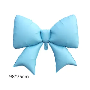 Large light blue bow tie foil balloon 98x75cm for girls birthday party decoration