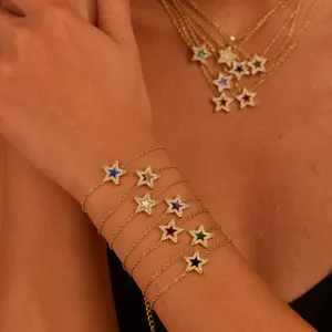 18K Gold Galvanisiert Edelstahl Stern Armband Minimalistisch Zirkonia Eingelegt Verstellbare Kette Schmuck Für Damen Geschenk