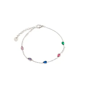 Kleurrijke druppelvormige zirkoon armband van roestvrij staal met verstelbare ketting