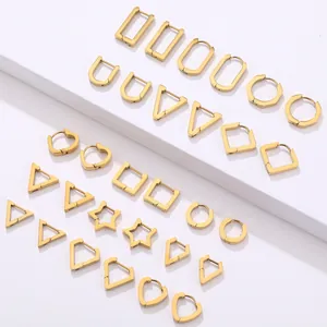 Pendientes de Aro Geométricos de Acero Inoxidable Minimalista para Mujer Chapado en Oro de 18K Pendientes Huggie Pequeños Joyas