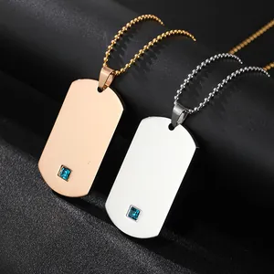 Colgantes rectangulares de acero de titanio en oro rosa y plata con piedras azules