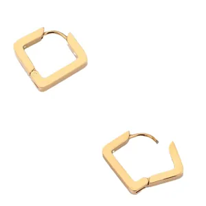 Pendientes de aro cuadrados geométricos de acero inoxidable bañados en oro de 18K