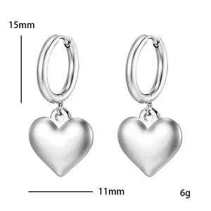 Silver vintage heart pendant earrings for women 15mm height 11mm width 6g weight