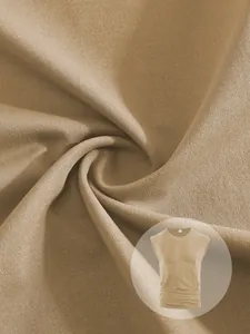 Detailed macro view of khaki knit fabric texture on a men's sleeveless summer vest