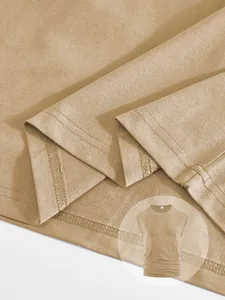 Detail shot of the fine fabric texture and durable double-stitched hem on a men's vest
