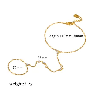 Bracciale slave dorato in acciaio inossidabile con zirconi e catena delicata