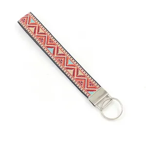 Dettaglio del cinturino da polso jacquard bohémien con vivaci motivi geometrici