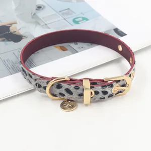 Nahaufnahme von Leoparden-Choker mit goldener Schnalle und Pfoten-Anhänger auf weiß