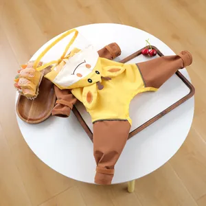Waterproof yellow giraffe pet raincoat with transparent hood for small dogs and cats