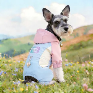 Waterproof pet hoodie with pastel colors and D-ring for small dogs and cats
