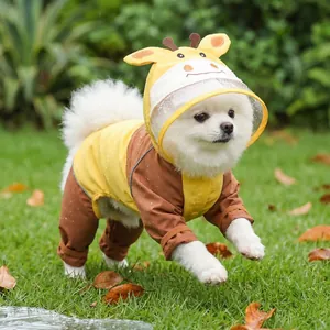 Waterproof giraffe puppy raincoat with transparent hood for small dogs and cats