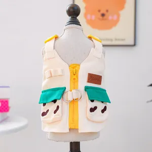 Workwear pet vest for small dogs and cats with functional zipper pockets and D-rings