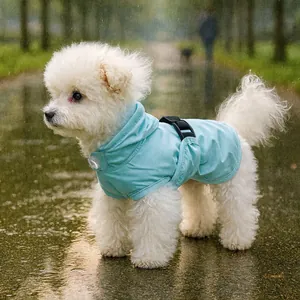 Waterproof Dog Raincoat With Hood And Transparent Visor Adjustable Belly Protection Pet Rain Jacket For Small Medium Dogs