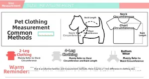 Guide détaillé des tailles pour vêtements d'animaux avec mesure du cou, du torse et du dos