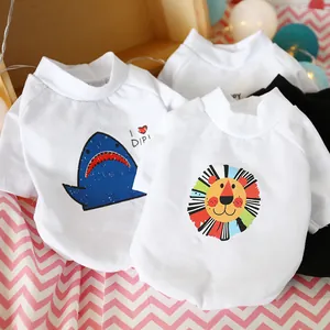 Soft Cotton Pet T-Shirt Breathable Dog Clothing Short Sleeve Cat Tee For Small Medium Dogs Puppy Summer Outing Daily Wear Cartoon Print