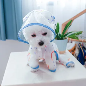 Waterproof rainbow print pet raincoat with a transparent hood for dogs and cats