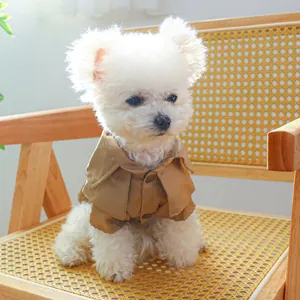 Trench-coat classique kaki pour petit chien bichon avec double col élégant