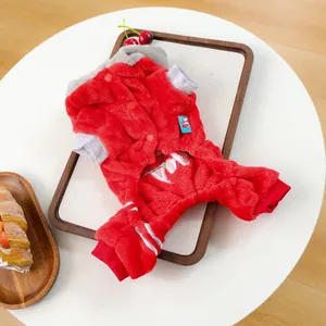 Pyjama rouge en polaire corail pour animaux avec imprimé LOVE et doublure chaude