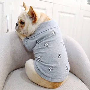 Polo gris pour bouledogue français avec broderie intégrale pour petits chiens