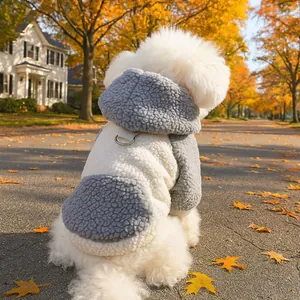 Sweat à Capuche Chaud pour Chien Polaire Sherpa Vêtements d'Hiver pour Chiot Avec Anneau de Traction D Veste à Capuche pour Animaux
