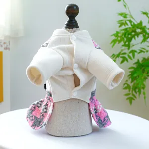 Classic houndstooth pet dress with bow and D-ring for small dogs and cats in autumn