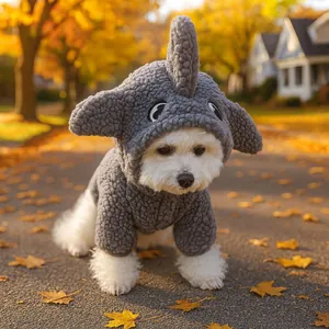 Sweat à capuche requin en polaire grise pour petits chiens et chats, chaud