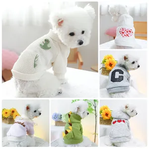 Sweat à Capuche Pour Chien Et Chat En Polyester Souple Vêtement Chaud Hiver Avec Broderie Dinosaure Cœur Lettre Pour Petits Et Moyens Chiens Chats