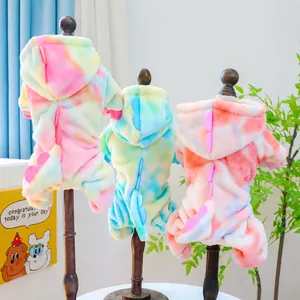 Costumi da drago per animali in morbido pile tie-dye con cappuccio e pinne dorsali