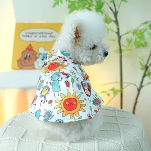 Kleurrijk bloemenhemd voor honden en katten met D-ring, zomerse kleding voor kleine honden