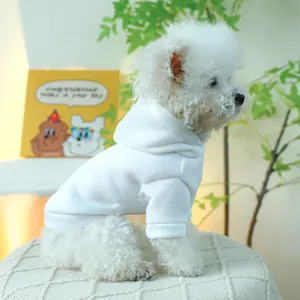 Close-up of white pet hoodie with soft fleece fabric and high-quality stitching detail