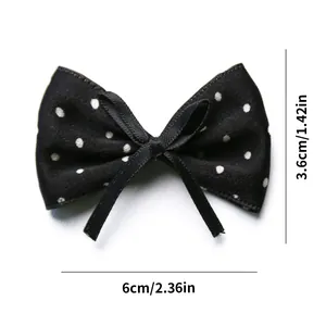Polka dot pet bow hair clip detail with dimensions 6cm width and 3.6cm height