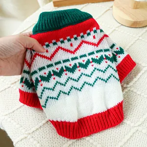 Close-up of heart pattern and ribbed cuffs on a Nordic style pet knit sweater