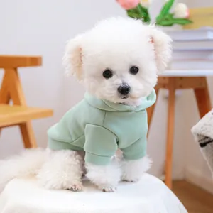 Detailansicht eines minzgrünen Haustier-Hoodies mit weichem Stoff und Rippbündchen am Hund