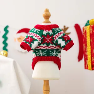Cozy Rudolph reindeer Christmas knit sweater for dogs and cats with snowflake patterns