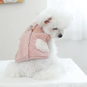Gilet per cani in pile rosa con chiusura a zip e anello a D per il guinzaglio