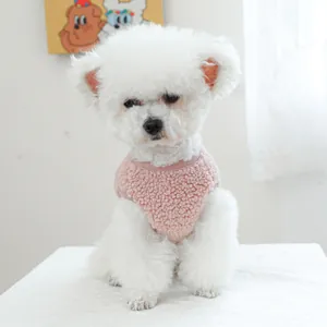 Gilet in pile rosa per cani piccoli e gatti, abbigliamento invernale caldo senza maniche