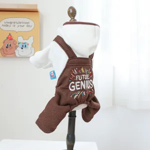 Detail van pet hoodie en ruitjesoveralls met FUTURE GENIUS borduurwerk textuur