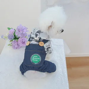 Ensemble Vêtements Chien Mignon Salopette En Jean Graffiti Avec Chemise Imprimée Combinaison Pour Chats Chiot Pour Petits Chiens