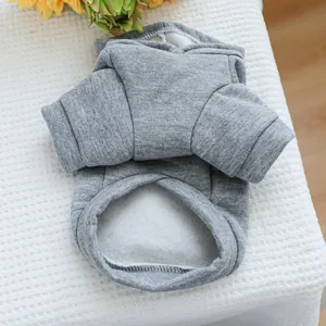 Detail of gray pet hoodie with soft white fleece lining and ribbed cuff finish