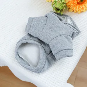 Close-up of heather gray pet hoodie featuring soft fleece lining and ribbed knit cuffs