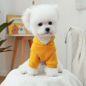 Sweat à capuche jaune vif pour petits chiens et chats, vêtement d'hiver doux et chaud
