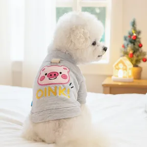 Sudadera con Capucha para Perro Bordado Animal de Dibujos Animados con Hebilla de Tracción en D Ropa Cálida para Cachorro y Gato